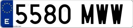Ejemplo de matrícula española 5580 MWW