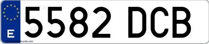 Ejemplo de matrícula española 5582 DCB