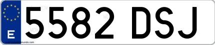 Ejemplo de matrícula española 5582 DSJ