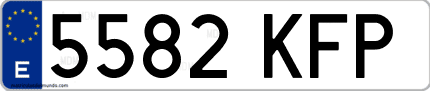 Ejemplo de matrícula de coche ordinaria 5582 KFP