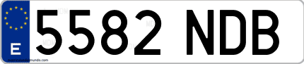 Ejemplo de matrícula de coche ordinaria 5582 NDB