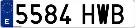 Ejemplo de matrícula española 5584 HWB