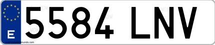 Ejemplo de matrícula española 5584 LNV