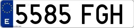 Ejemplo de matrícula española 5585 FGH