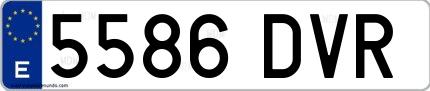 Ejemplo de matrícula española 5586 DVR