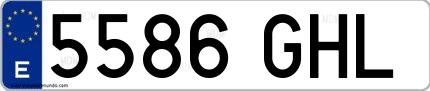 Ejemplo de matrícula española 5586 GHL