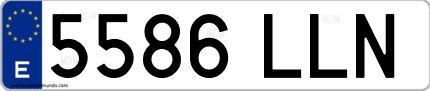 Ejemplo de matrícula de coche ordinaria 5586 LLN