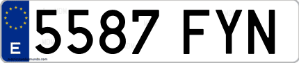 Ejemplo de matrícula de coche ordinaria 5587 FYN