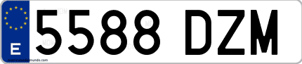 Ejemplo de matrícula de coche ordinaria 5588 DZM