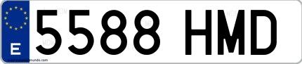 Ejemplo de matrícula española 5588 HMD