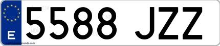Ejemplo de matrícula española 5588 JZZ