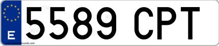 Ejemplo de matrícula de coche ordinaria 5589 CPT