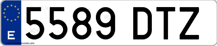 Ejemplo de matrícula de coche ordinaria 5589 DTZ