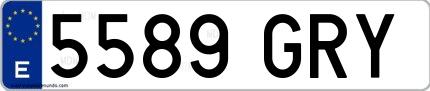 Ejemplo de matrícula española 5589 GRY