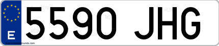 Ejemplo de matrícula de coche ordinaria 5590 JHG