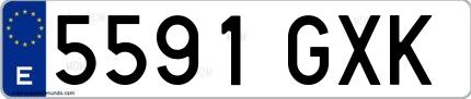Ejemplo de matrícula española 5591 GXK