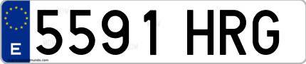 Ejemplo de matrícula de coche ordinaria 5591 HRG