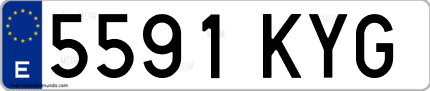 Ejemplo de matrícula de coche ordinaria 5591 KYG