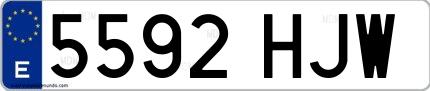 Ejemplo de matrícula española 5592 HJW