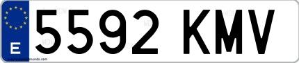 Ejemplo de matrícula española 5592 KMV