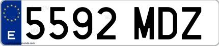 Ejemplo de matrícula española 5592 MDZ