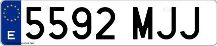 Ejemplo de matrícula española 5592 MJJ