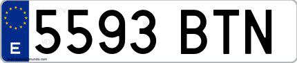 Ejemplo de matrícula española 5593 BTN