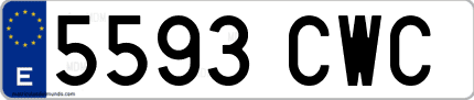 Ejemplo de matrícula de coche ordinaria 5593 CWC