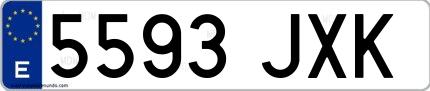 Ejemplo de matrícula española 5593 JXK