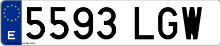 Ejemplo de matrícula de coche ordinaria 5593 LGW
