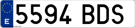 Ejemplo de matrícula de coche ordinaria 5594 BDS