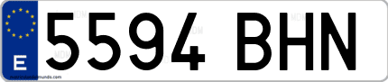 Ejemplo de matrícula de coche ordinaria 5594 BHN