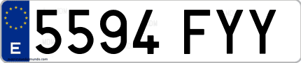 Ejemplo de matrícula de coche ordinaria 5594 FYY