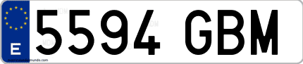 Ejemplo de matrícula de coche ordinaria 5594 GBM