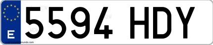 Ejemplo de matrícula española 5594 HDY