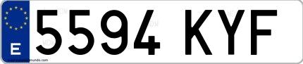 Ejemplo de matrícula española 5594 KYF