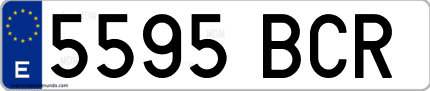 Ejemplo de matrícula de coche ordinaria 5595 BCR