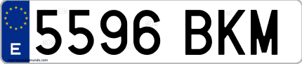 Ejemplo de matrícula de coche ordinaria 5596 BKM