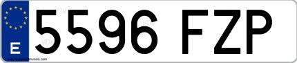 Ejemplo de matrícula española 5596 FZP