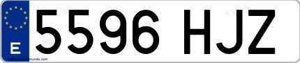Ejemplo de matrícula española 5596 HJZ
