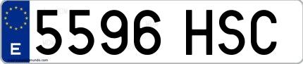 Ejemplo de matrícula española 5596 HSC