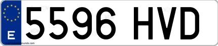 Ejemplo de matrícula española 5596 HVD