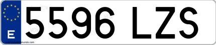 Ejemplo de matrícula española 5596 LZS