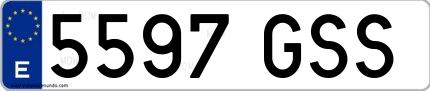 Ejemplo de matrícula española 5597 GSS