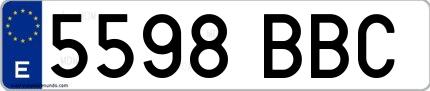 Ejemplo de matrícula española 5598 BBC