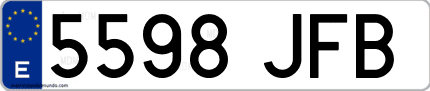 Ejemplo de matrícula de coche ordinaria 5598 JFB