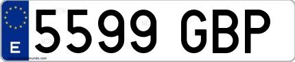 Ejemplo de matrícula española 5599 GBP