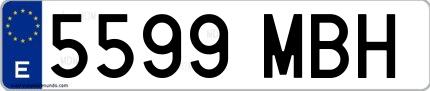 Ejemplo de matrícula española 5599 MBH