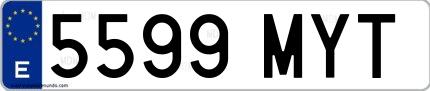 Ejemplo de matrícula española 5599 MYT