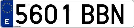 Ejemplo de matrícula española 5601 BBN
